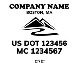 company name truck decal lawn care landscaping and usdot mc