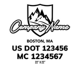 company name truck decal lawn care landscaping and usdot mc
