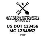 company name truck decal lawn care landscaping and usdot mc