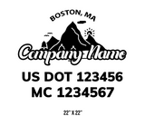 company name truck decal lawn care landscaping and usdot mc