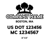 company name truck decal lawn care landscaping and usdot mc
