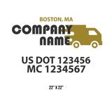 company name truck decal logistics and transportation usdot mc