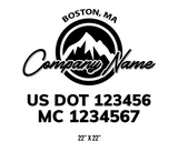 company name truck decal lawn care landscaping and usdot mc