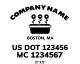 company name truck decal lawn care landscaping and usdot mc
