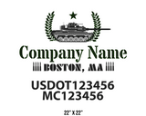 company name truck decal military and usdot mc