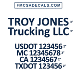 Company Name Decal + 4 Regulation Lines (Set of 2)