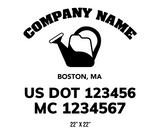 company name truck decal lawn care landscaping and usdot mc