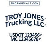 Arched Company Name Decal + 2 Regulation Lines (Set of 2)