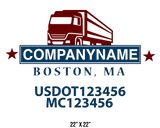 company name truck decal logistics and transportation contemporary usdot mc