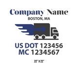 company name truck decal logistics and transportation usdot mc