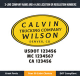 trucking company door decal with usdot mc ca lettering