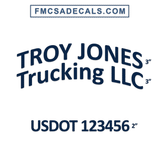 Arched Company Name Decal + 1 Regulation Line (Set of 2)