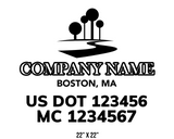 company name truck decal lawn care landscaping and usdot mc