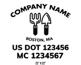 company name truck decal lawn care landscaping and usdot mc
