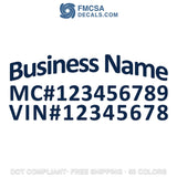 business name with mc & vin number decal