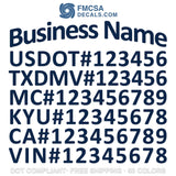 company name usdot txdmv mc kyu ca vin number decal