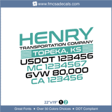 Company Name, Truck Door Decal, Location, USDOT, MC, GVW, CA