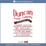 Company Name, Truck Door Decal, Location, USDOT, MC, GVW, CA