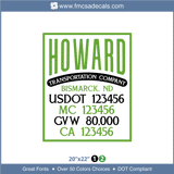 Company Name, Truck Door Decal, Location, USDOT, MC, GVW, CA