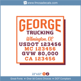 Company Name, Truck Door Decal, Location, USDOT, MC, GVW, CA