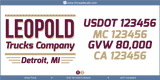 Company Name, Truck Door Decal, Location, USDOT, MC, GVW, CA