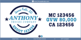 Company Name, Truck Door Decal, Location, USDOT, MC, GVW, CA