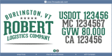 Company Name, Truck Door Decal, Location, USDOT, MC, GVW, CA