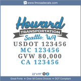 Company Name, Truck Door Decal, Location, USDOT, MC, GVW, CA