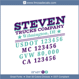 Company Name, Truck Door Decal, Location, USDOT, MC, GVW, CA