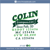 Company Name, Truck Door Decal, Location, USDOT, MC, GVW, CA
