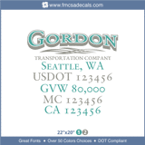 Company Name, Truck Door Decal, Location, USDOT, MC, GVW, CA
