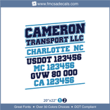 Company Name, Truck Door Decal, Location, USDOT, MC, GVW, CA