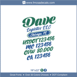 Company Name, Truck Door Decal, Location, USDOT, MC, GVW, CA