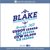 Company Name, Truck Door Decal, Location, USDOT, MC, GVW, CA