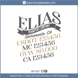 Company Name, Truck Door Decal, Location, USDOT, MC, GVW, CA