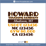 Company Name, Truck Door Decal, Location, USDOT, MC, GVW, CA