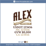 Company Name, Truck Door Decal, Location, USDOT, MC, GVW, CA