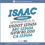Company Name, Truck Door Decal, Location, USDOT, MC, GVW, CA