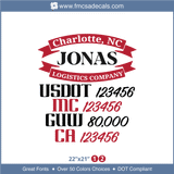 Company Name, Truck Door Decal, Location, USDOT, MC, GVW, CA