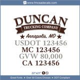 Company Name, Truck Door Decal, Location, USDOT, MC, GVW, CA