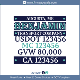 Company Name, Truck Door Decal, Location, USDOT, MC, GVW, CA