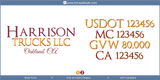 Company Name, Truck Door Decal, Location, USDOT, MC, GVW, CA