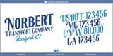 Company Name, Truck Door Decal, Location, USDOT, MC, GVW, CA