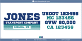 Company Name, Truck Door Decal, Location, USDOT, MC, GVW, CA