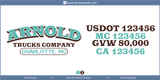 Company Name, Truck Door Decal, Location, USDOT, MC, GVW, CA