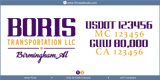 Company Name, Truck Door Decal, Location, USDOT, MC, GVW, CA