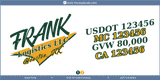 Company Name, Truck Door Decal, Location, USDOT, MC, GVW, CA