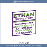 Company Name, Truck Door Decal, Location, USDOT, MC, GVW, CA