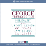 Company Name, Truck Door Decal, Location, USDOT, MC, GVW, CA