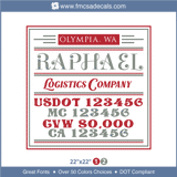 Company Name, Truck Door Decal, Location, USDOT, MC, GVW, CA